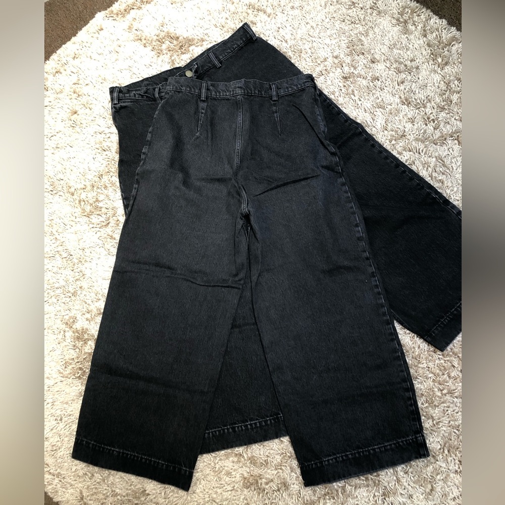 ASOS Design easy high waist wide leg jeans 🐈‍⬛ black denim 🐈‍⬛ - Picture 9 of 12